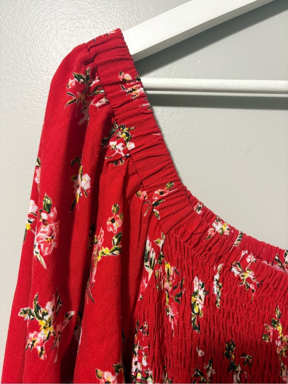 Blue Sky Eden Dress Red Floral Ditsy Linen Bamboo - Picture 5 of 8